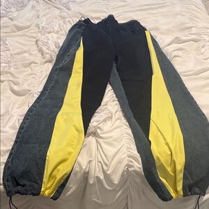 Colorblock Joggers - Black, Yellow, and Gray